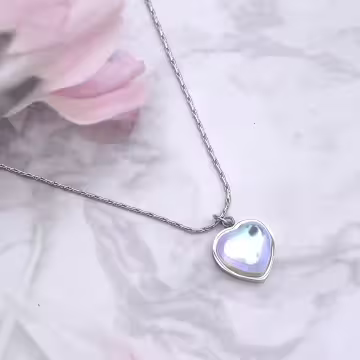 316鋼飾×月光愛心×鎖骨項鍊×銀色