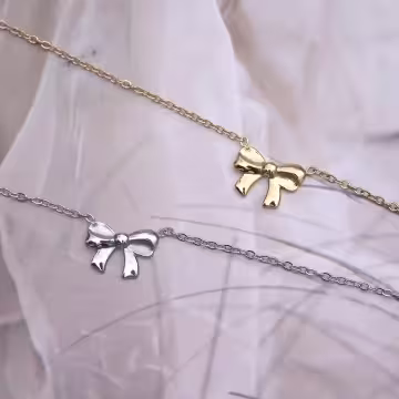 316鋼飾×禮物蝴蝶結×鎖骨項鍊×金色