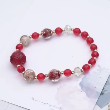 鮮紅的草莓琉璃×固定式串珠手鍊.avif