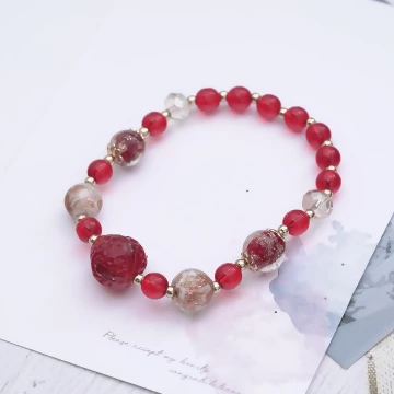 鮮紅的草莓琉璃×固定式串珠手鍊.avif
