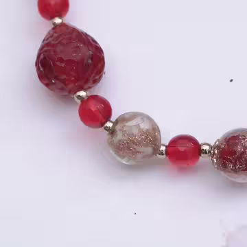 鮮紅的草莓琉璃×固定式串珠手鍊