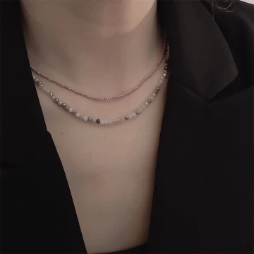 雙層小串珠珠×鎖骨項鍊×白彩.avif