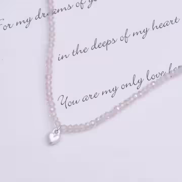 愛心小串珠珠&times;鎖骨項鍊&times;粉紅