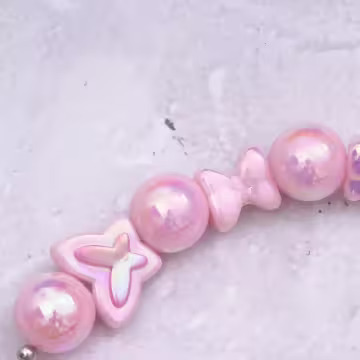 粉紅蝴蝶鬱金香吊牌×手機腕帶掛繩