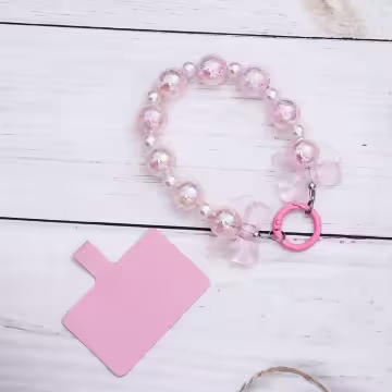 糖果紙炫彩蝴蝶結×手機腕帶掛繩×粉紅