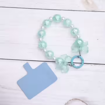 糖果紙炫彩蝴蝶結×手機腕帶掛繩×藍色