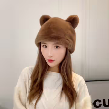毛絨小熊×毛帽×深咖