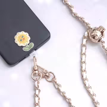 白金小香風鍊條金屬球×手機斜背雙勾掛繩×白金