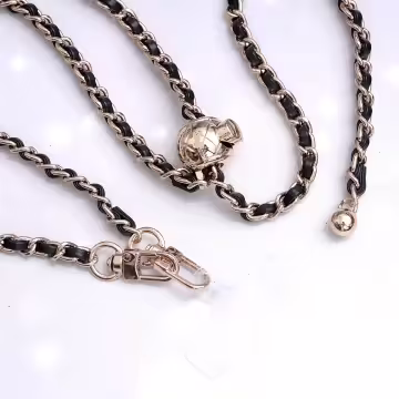 黑金小香風鍊條金屬球×手機斜背雙勾掛繩×黑金