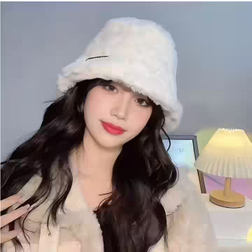 顯瘦百搭漁夫帽×毛帽×米白