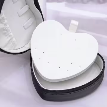 愛心雙層皮革×拉鍊飾品盒×黑色