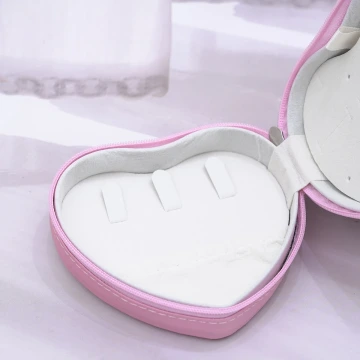愛心雙層皮革×拉鍊飾品盒×白色.avif