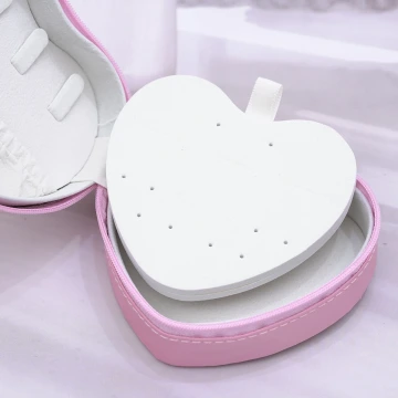 愛心雙層皮革×拉鍊飾品盒×白色.avif