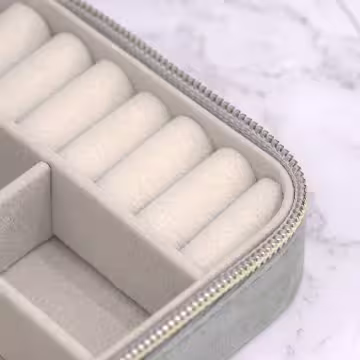 絲絨莫蘭迪×拉鍊飾品盒×灰色