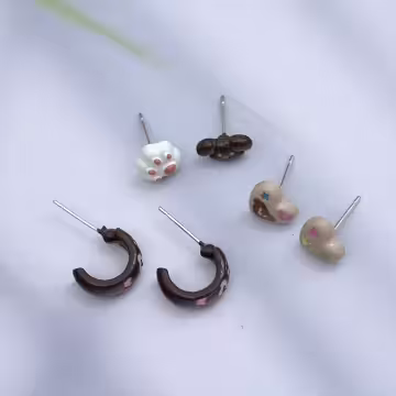 可愛小狗愛心×三套件耳環組