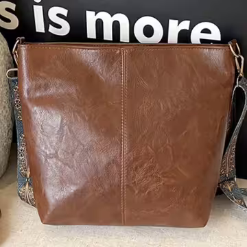 復古皮革圖騰織帶×斜背包×棕咖