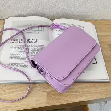 簡約純素面不對稱背帶×斜背包×紫色