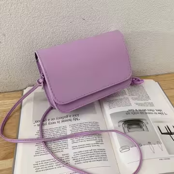 簡約純素面不對稱背帶×斜背包×紫色