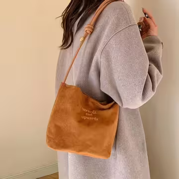 仿麂皮復古方形包×可調式斜背包×棕咖