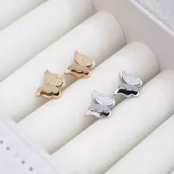 316鋼飾×雙層磨砂蝴蝶×耳釘