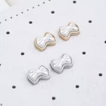 316鋼飾×白色可愛蝴蝶結×耳釘