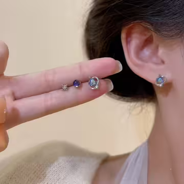 銀河宇宙之心&times;三套件耳環組