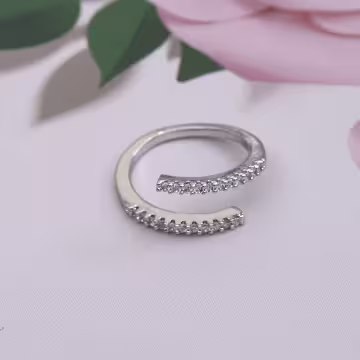 線條晶鑽指環×三套件戒指組×銀色