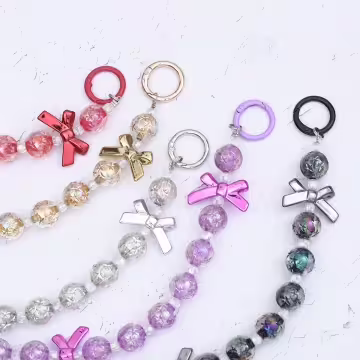 輕奢水晶球蝴蝶結×手機腕帶掛繩×紅色