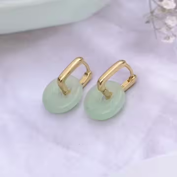 古典仿綠玉×吊墜耳扣