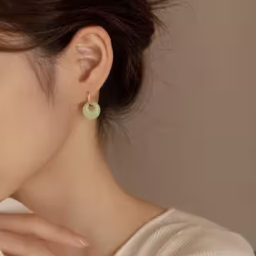 古典仿綠玉×吊墜耳扣