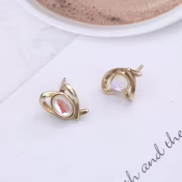 金線條愛心貓眼石&times;吊墜耳環