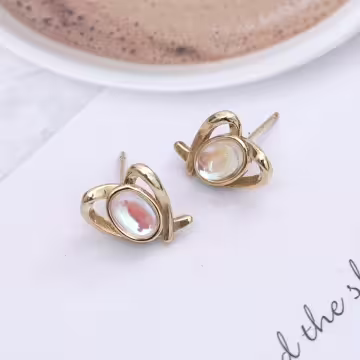 金線條愛心貓眼石&times;吊墜耳環