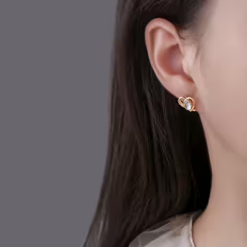 金線條愛心貓眼石&times;吊墜耳環