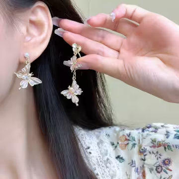 嬌嫩粉蝶&times;吊墜耳環