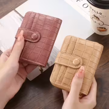 簡約鱷魚紋皮革×風琴卡夾×黑色