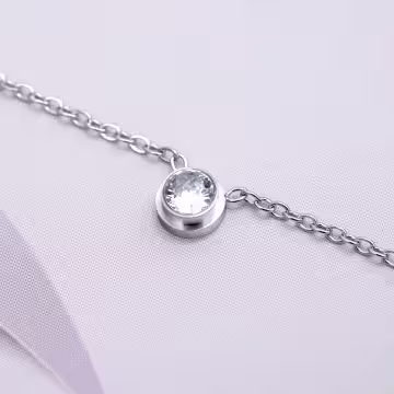 316鋼飾×小單鑽×鎖骨項鍊×銀色
