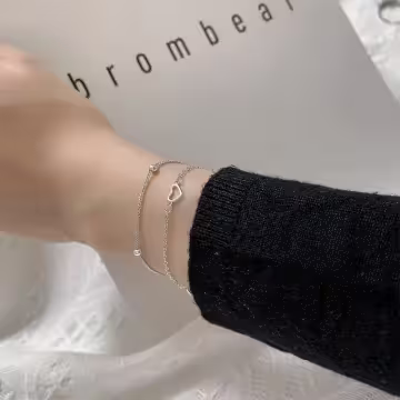 925銀飾&times;甜美雙層鏤空愛心&times;手鍊