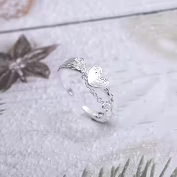 925銀飾&times;愛心蝴蝶酥鍊條&times;開口戒指