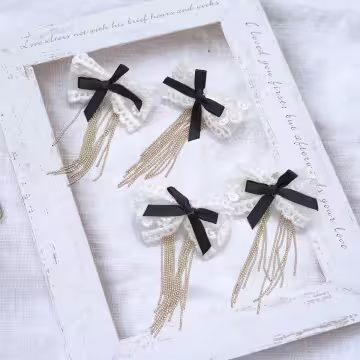 法式蕾絲蝴蝶結×蚊香盤U型耳夾