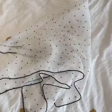 黑白網紗小點點×絲巾×四角頭巾