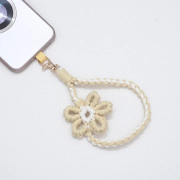 針織小花兒×手機腕帶掛繩×黃色.avif