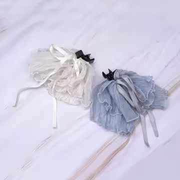 垂墜感薄紗蕾絲珍珠×蝴蝶結×抓夾×共二色