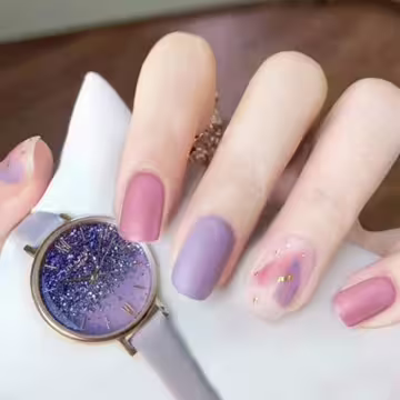 粉紫撞色愛心霧面&times;穿戴式手指甲片&times;二十四入