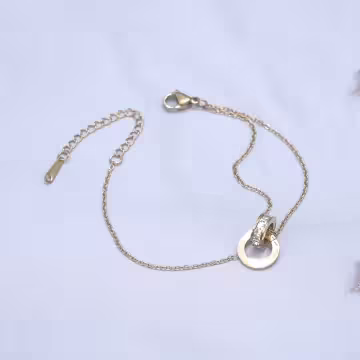 316鋼飾×雙環晶鑽×手鍊×金色