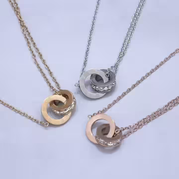 316鋼飾×雙環晶鑽×手鍊×銀色