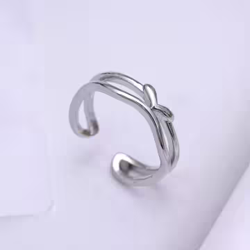 925銀飾&times;雙線水滴愛心&times;開口戒指