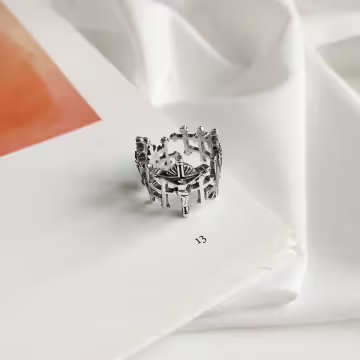 美式×復古×愛與救贖十字架×開口戒指×中性戒