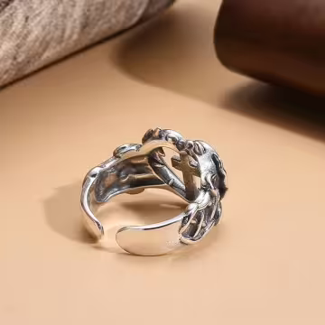 美式×復古×心鎖十字架×開口戒指×中性戒