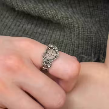 美式×復古×心鎖十字架×開口戒指×中性戒