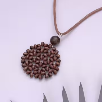 木質圓珠×蠟繩×可調節長項鍊×共二色